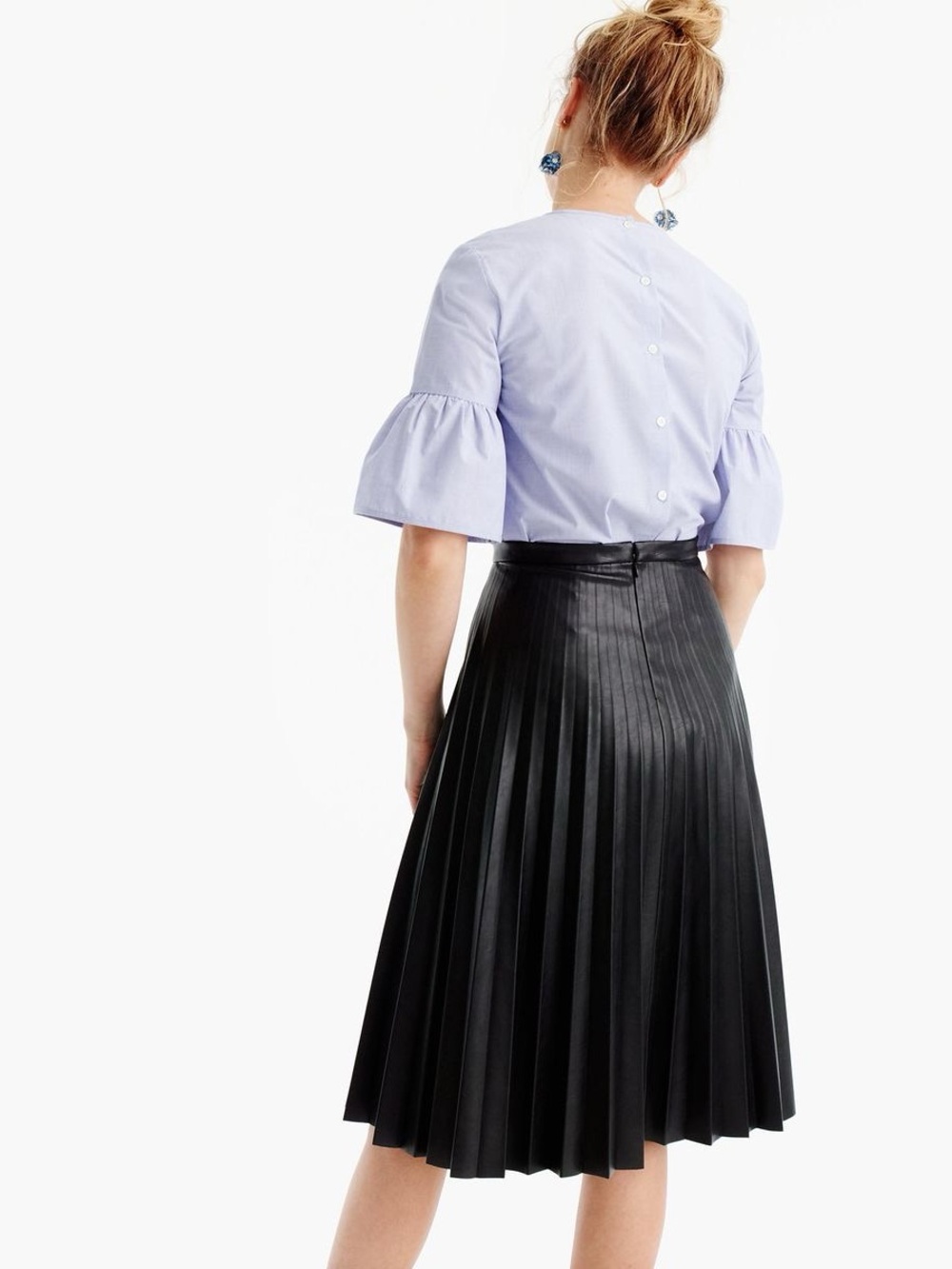 J.Crew Faux Leather Pleated Skirt in Black - EUC - Picture 5 of 15